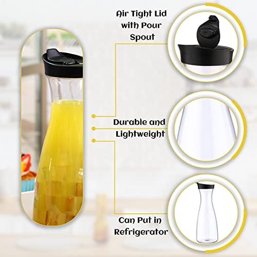 Xinnun 12 Pcs Plastic Carafe with Flip Top Lid, Clear, 20 oz