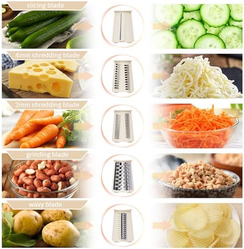ENERGEVITY Hand Crank Rotary Cheese Grater, White