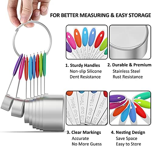 Wildone Measuring Cups and Magnetic Measuring Spoons Set, 21Pcs