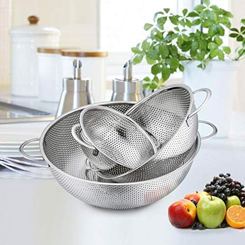 P&P CHEF Colander Set of 3, 1/3/5 Qt, Stainless Steel Colanders