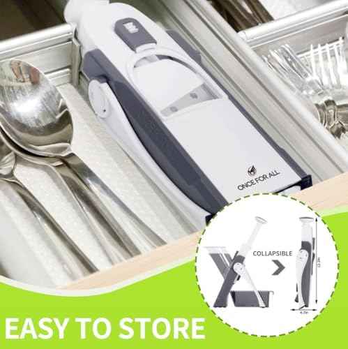 ONCE FOR ALL Safe Mandoline Slicer, Vegetable Slicer Potato Slicer, Gray