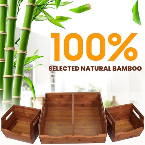 2-tier Stackable Bamboo Pantry Storage Bins, Potato & Onion Storage