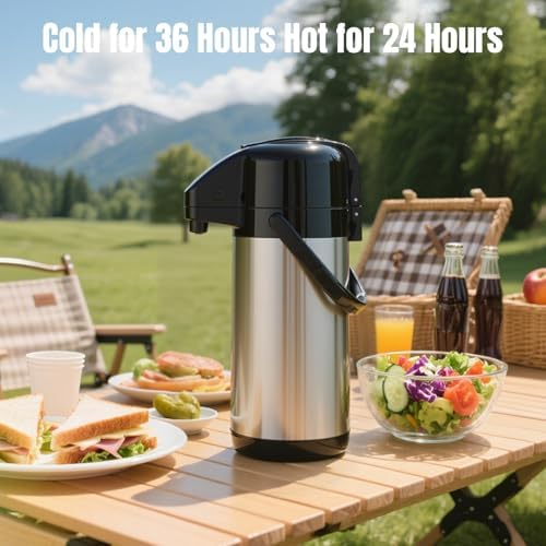 Coffee Carafe, Insulated Airpot Coffee Dispenser with Pump, 2.5L