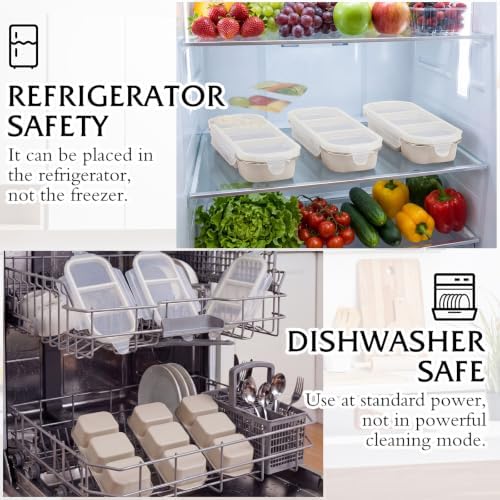 FoldTier 20oz Stainless Steel Snack Container Bento Box, Beige, 4 Pack