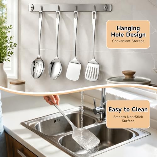 Cooking Utensils Set, 4PCS Stainless Steel Spatula, Dishwasher Safe