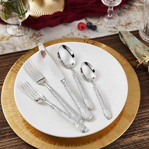 KEAWELL Premium Versailles 20-Piece Royal Silverware Set (20, Silver)
