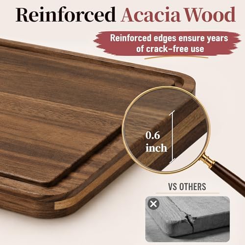 Large 16" Acacia Wood Cake Stand with Square Lid, 2-in-1 Rectangular