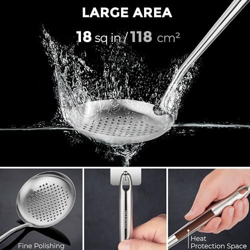 YOSUKATA 17" Stainless Steel Wok Spatula Ladle and Skimmer Spoon Set