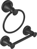 RUMOSE Toilet Paper Holder and Hand Towel Ring Matte Black Wall Mount Bathroom by RUMOSE