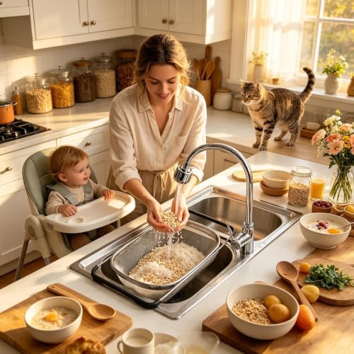 Over Sink Colander - Stainless Steel Expandable 36-55cm Basket