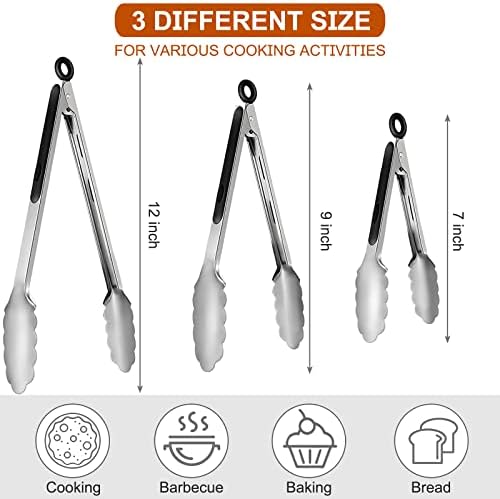 9-Piece Stainless Steel Kitchen Tongs Set