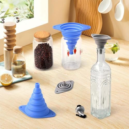 Foldable Silicone Funnel Set, Food-Grade Silicone Foldable Funnel for