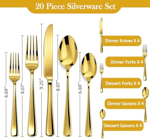 20 Piece Stainless Steel Flatware Set,Cutlery Utensil Silverware Set