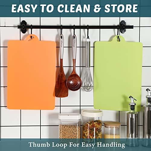 Meanplan 20 Pcs Flexible Cutting Board Mats, Plastic Non Slip Extra