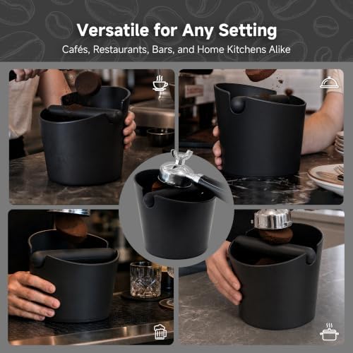 HiBREW Coffee Knock Box, 4.8 Inch Espresso Grounds Bin, Removable Bar