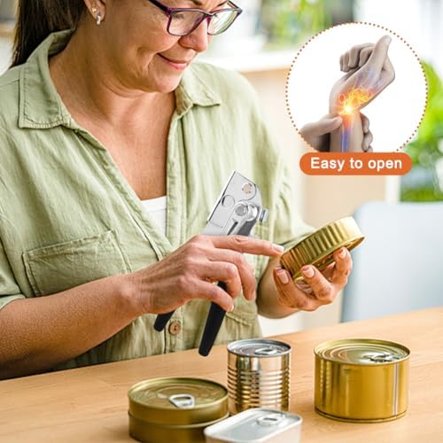 Heavy‐Duty Manual Can Opener with Smooth Edge, Hand Crank Bottle