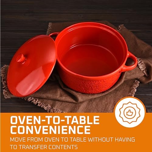 Ceramic Casserole Dish - Baking Dish Bowl Oven Safe With Lid and