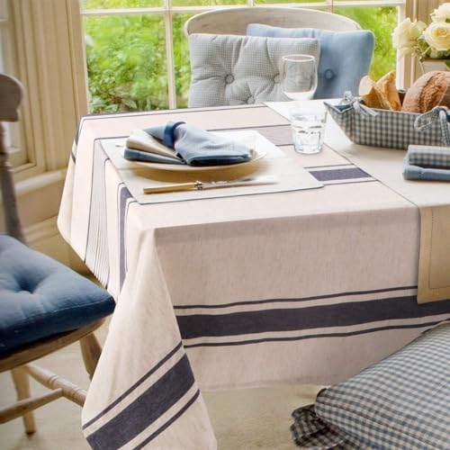 ColorBird Rectangle Cotton Linen Tablecloth Striped Dust-Proof
