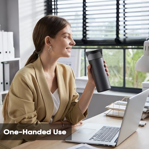 17 oz Leakproof Insulated Travel Coffee Mug with One-Hand Lid