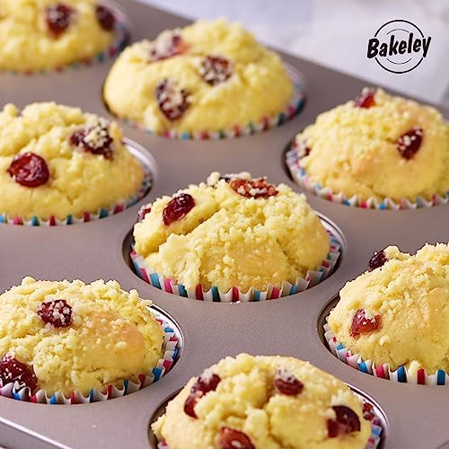Muffin Cake Pan 12-Cavity, Heavy Duty Carbon Steel, Non-Stick Cupcake