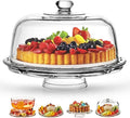 Royalty Art Glass Cake Stand with Dome, 6-in-1 Convertible Server