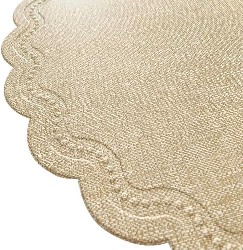 Round Placemat for Dining Table Set of 6,PU Waterproof Heat Insulation