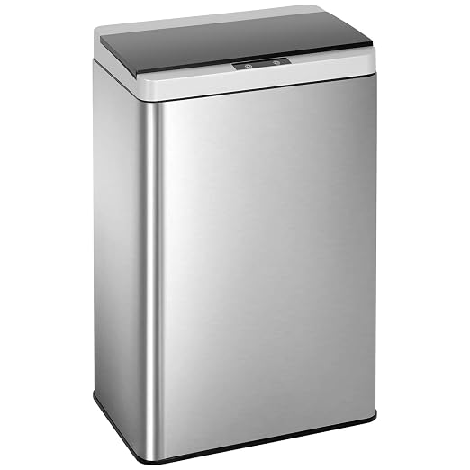 BestOffice 13 Gallon Trash Can Stainless Steel Kitchen Garbage Can by BestOffice