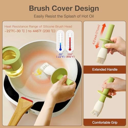 YARRAMATE Oil Dispenser with Brush, 300ml, Green