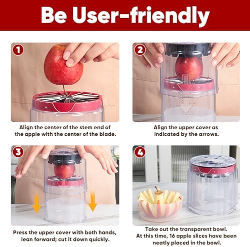 OOKUU 5.12-In Extra Large Apple Slicer Corer, 16-Blade Cutter