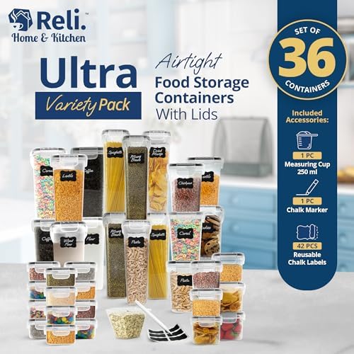 Reli. Pantry Organizers and Storage (36 Sets) Food Containers with
