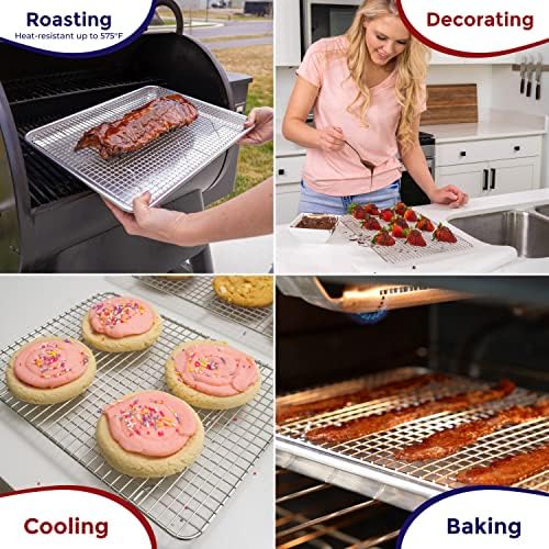 KITCHENATICS Half Sheet Cooling Rack Stainless Steel Oven Safe Set of