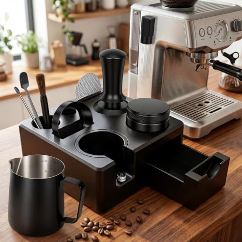 10PCS 51mm Espresso Accessories Kit with Tamping Station & Milk