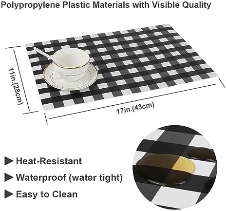 Buffalo Plastic Check Plaid Placemats Wipeable Easy Clean Washable