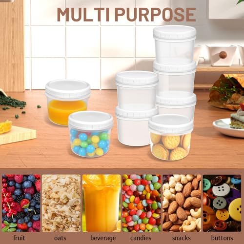10 Pack 12oz Reusable Small Plastic Containers with Screw Lids