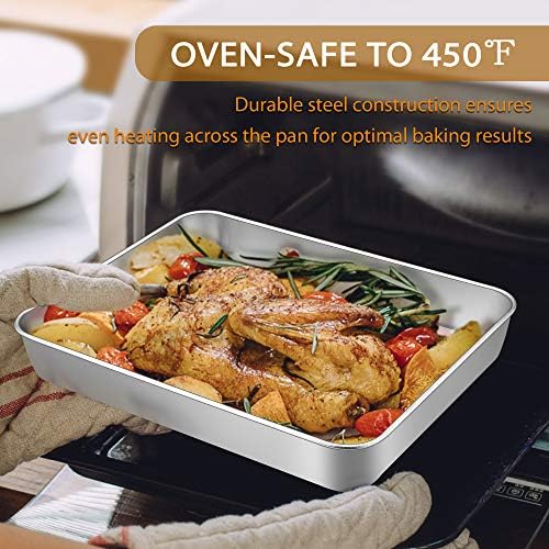 E-far Baking Pans Set of 3, Stainless Steel Sheet Cake Pan for Oven