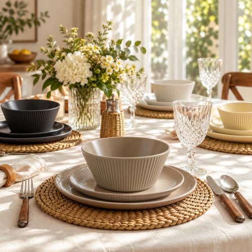 DOWAN 22 OZ Cereal Bowls Set of 4, Ceramic Soup Bowls for Cereal