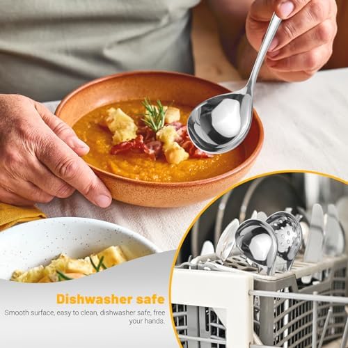 2Pcs Small Ladle and Slotted Spoon, Heavy Duty 304 Stainless Steel