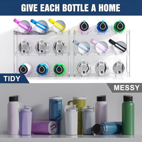 Stackable Water Bottle Organizer for Cabinet, Bottle and Other Tumbler