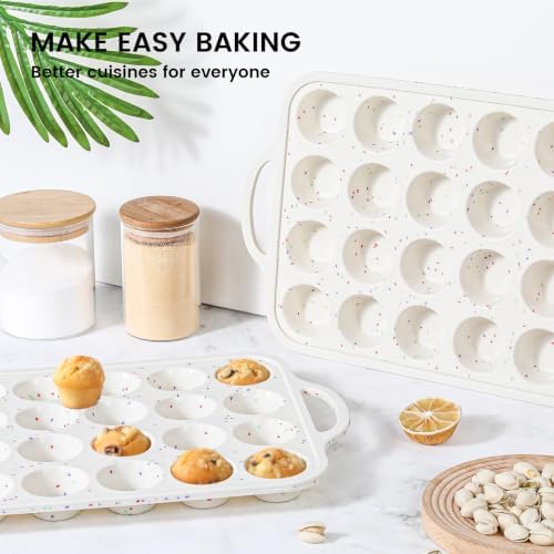 Vinino Mini Muffin Pan with Metal Reinforced Frame-1Pack, Silicone