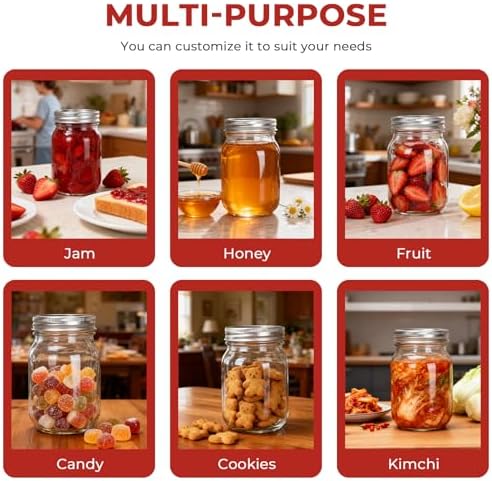 Glass Mason Jars 16 oz with Divided Lids,15 Pack