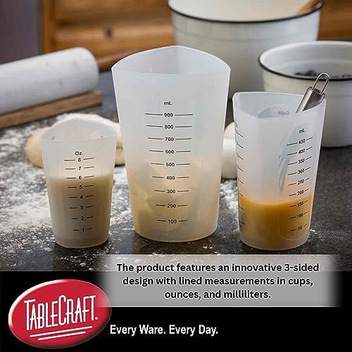 Tablecraft Flexible Measuring Cups, Silicone, Set of 3, Includes: 1, 2
