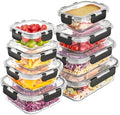 Liuruiyu 8 Pack Glass Food Storage Containers with Lids