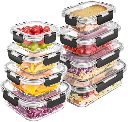 Liuruiyu 8 Pack Glass Food Storage Containers with Lids