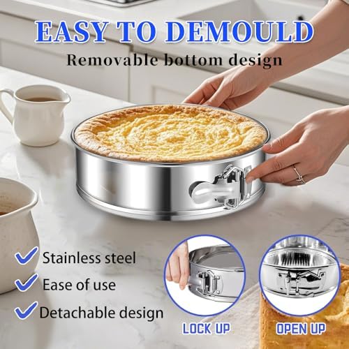 9Inch Steel Cheesecake Springform Cake Pan with 30Pcs Parchment Paper