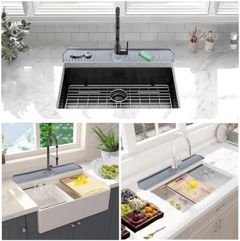 Large Size Kitchen Sink Splash Guard, 30"Silicone Faucet Handle Drip