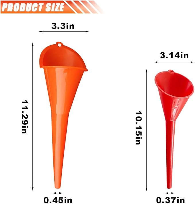 2PCS Long Neck Oil Funnels, Plastic Funnel - Image 2