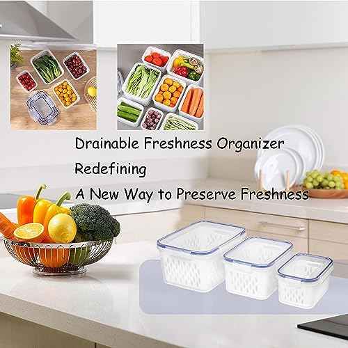 Fruit and Vegetable Storage Containers for Fridge, 6-Piece Set, Blue