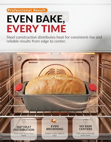 Boxiki Kitchen Non Stick Steel Banana Bread Pan for Baking, Premium