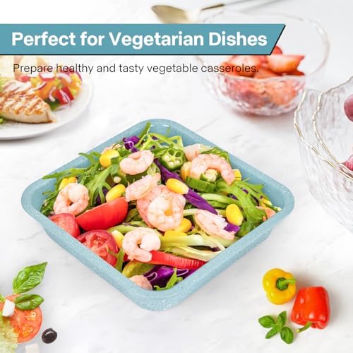 2-Pack 8x8 Nonstick Steel Square Baking Pans, Light Blue