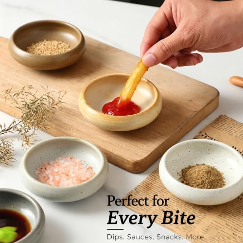Ceramic Dipping Bowls Set of 6, 3 oz Sauce cups Bowls with Speckled